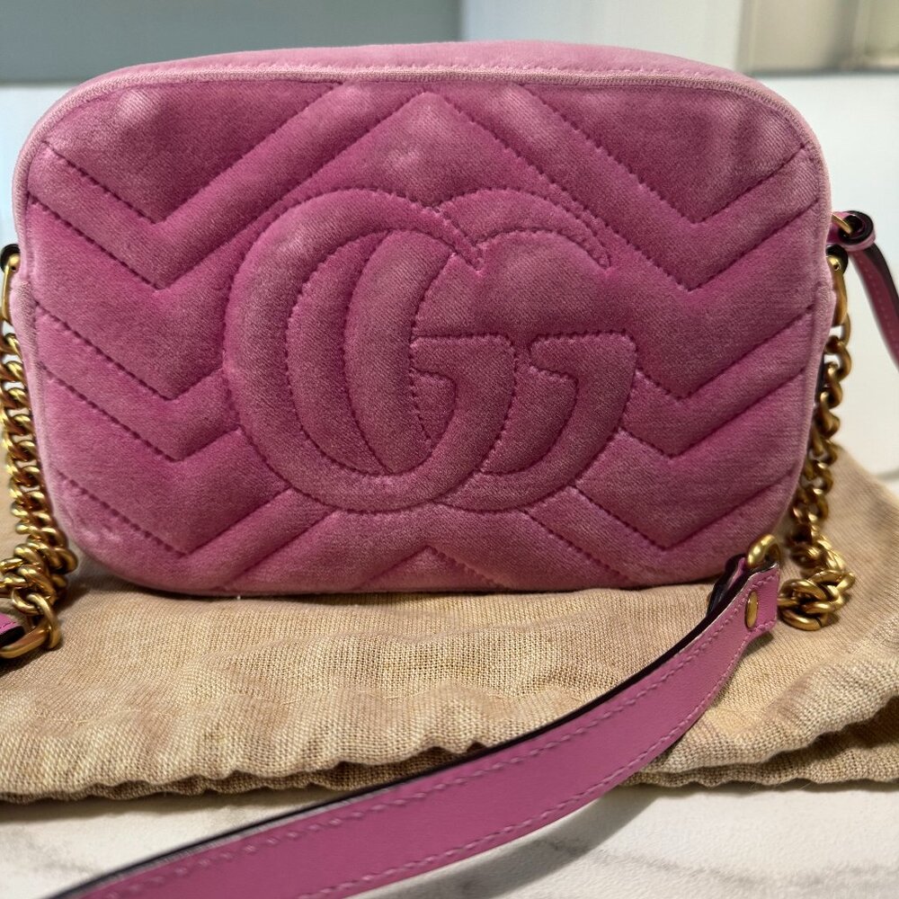 Gucci Velvet Marquise Crystal Mini GG Marmont Shoulder Bag - Picture 9 of 16